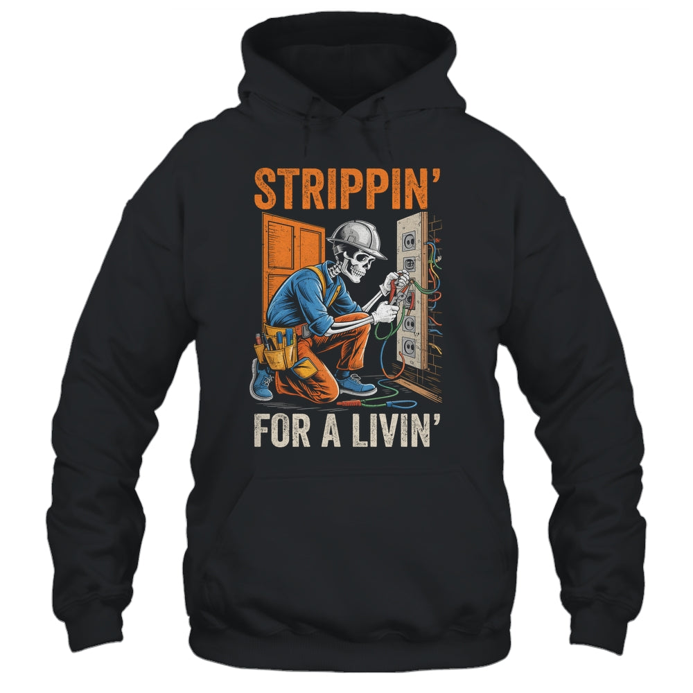 Trippin' For A Livin' Funny Skeleton Electrician Lover Shirt & Hoodie | siriusteestore