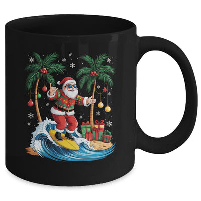 Tropical Christmas Palm Tree Surfing Hawaiian Santa Hawaii Mug | siriusteestore