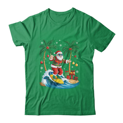 Tropical Christmas Palm Tree Surfing Hawaiian Santa Hawaii Shirt & Sweatshirt | siriusteestore