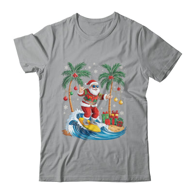 Tropical Christmas Palm Tree Surfing Hawaiian Santa Hawaii Shirt & Sweatshirt | siriusteestore