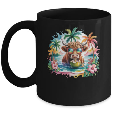 Tropical Highland Cow Summer Vibes Funny Beach Girls Women Mug | siriusteestore