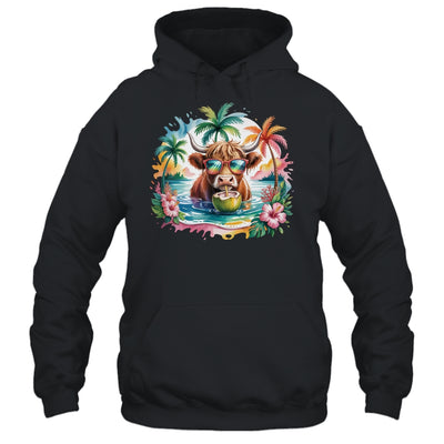 Tropical Highland Cow Summer Vibes Funny Beach Girls Women Shirt & Tank Top | siriusteestore