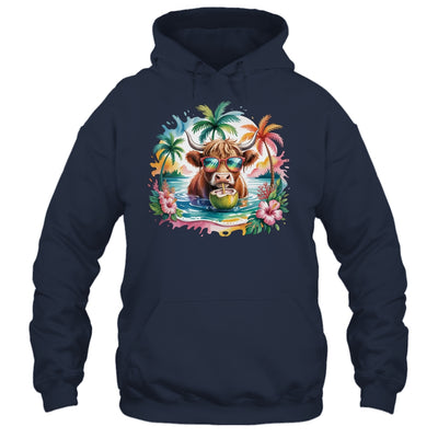 Tropical Highland Cow Summer Vibes Funny Beach Girls Women Shirt & Tank Top | siriusteestore