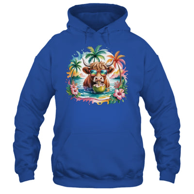 Tropical Highland Cow Summer Vibes Funny Beach Girls Women Shirt & Tank Top | siriusteestore