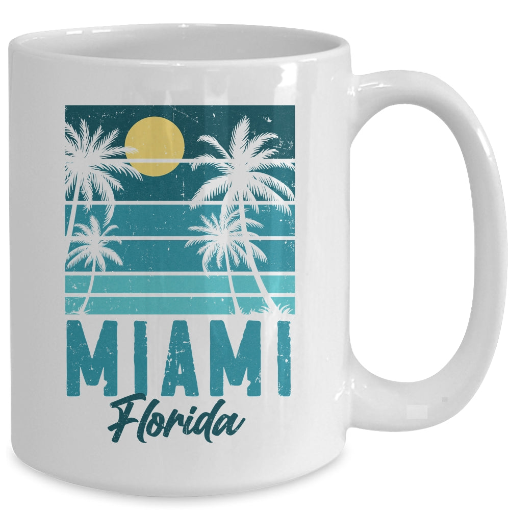 Tropical Summer Vacation Palm Trees Miami Beach Florida Mug | siriusteestore
