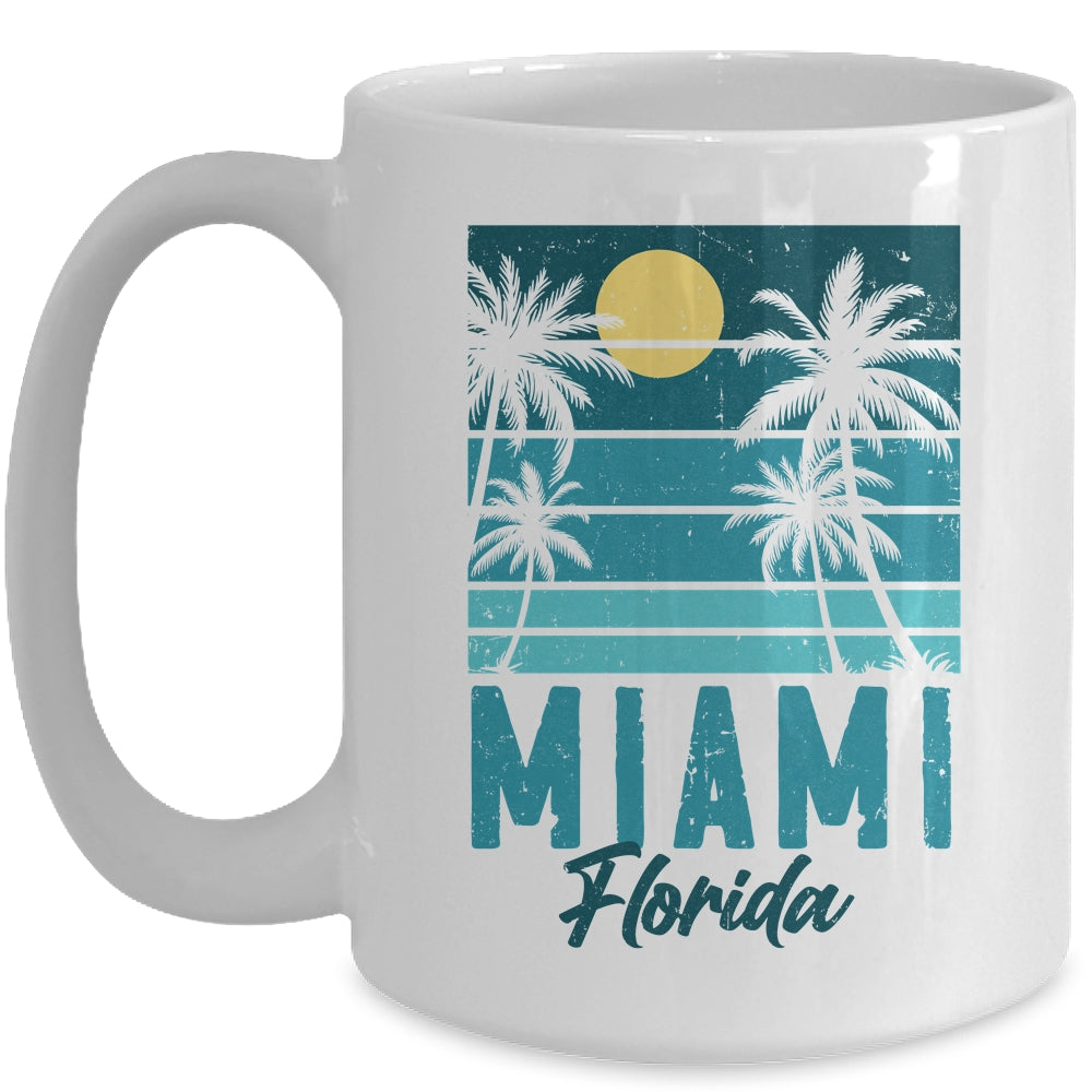 Tropical Summer Vacation Palm Trees Miami Beach Florida Mug | siriusteestore