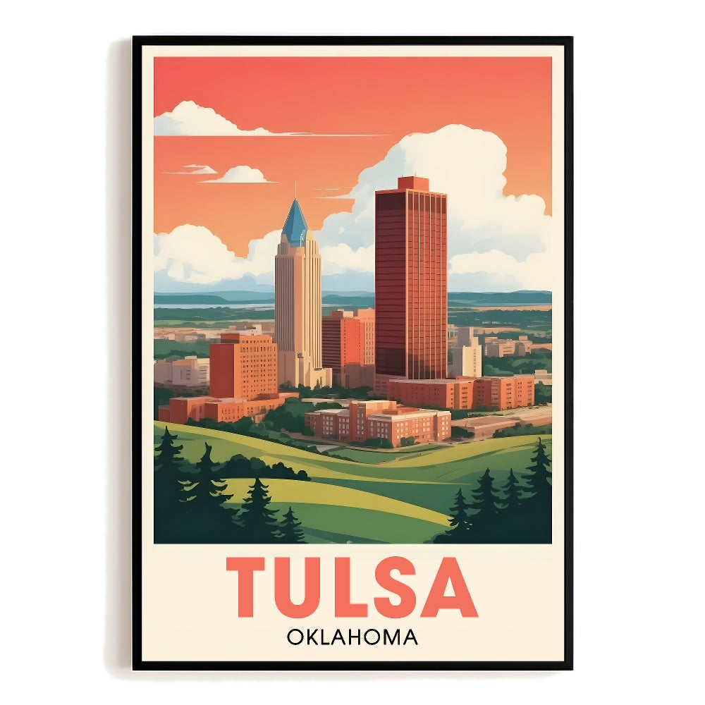 Tulsa Oklahoma Vintage Travel Poster Nature City Wall Art Landscape Picture Prints Suitable For Home Room Living Room Office Bedroom Aesthetic Decor Unframed | siriusteestore