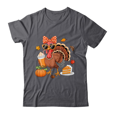 Turkey Drinking Coffee Bow Thanksgiving Womens Turkey Day Shirt & Sweatshirt | siriusteestore