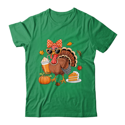 Turkey Drinking Coffee Bow Thanksgiving Womens Turkey Day Shirt & Sweatshirt | siriusteestore