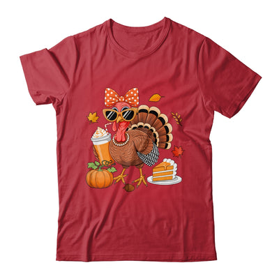 Turkey Drinking Coffee Bow Thanksgiving Womens Turkey Day Shirt & Sweatshirt | siriusteestore