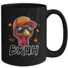 Turkey Face Thanksgiving Bruh Meme Boys Men Turkey Funny Mug | siriusteestore
