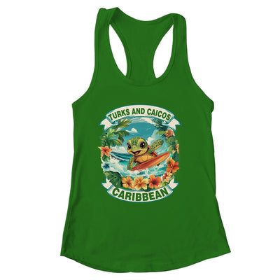 Turks And Caicos Caribbean Cute Sea Turtle Surfing Summer Vacation Shirt & Tank Top | siriusteestore