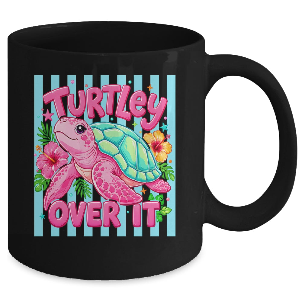 Turtley Over It Striped Turtle Preppy Sea Summer Vibes Floral Mug | siriusteestore