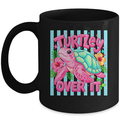 Turtley Over It Striped Turtle Preppy Sea Summer Vibes Floral Mug | siriusteestore