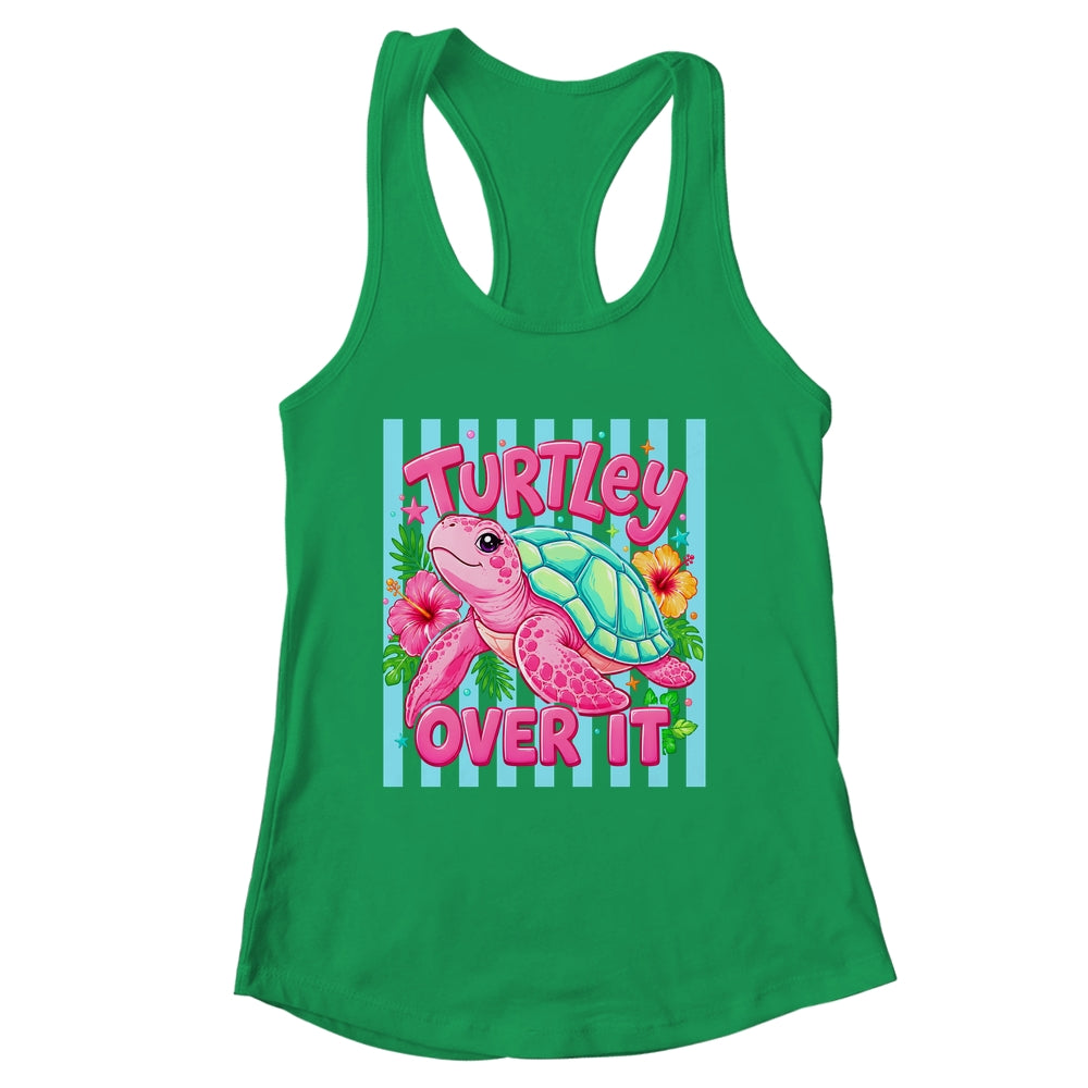 Turtley Over It Striped Turtle Preppy Sea Summer Vibes Floral Shirt & Tank Top | siriusteestore