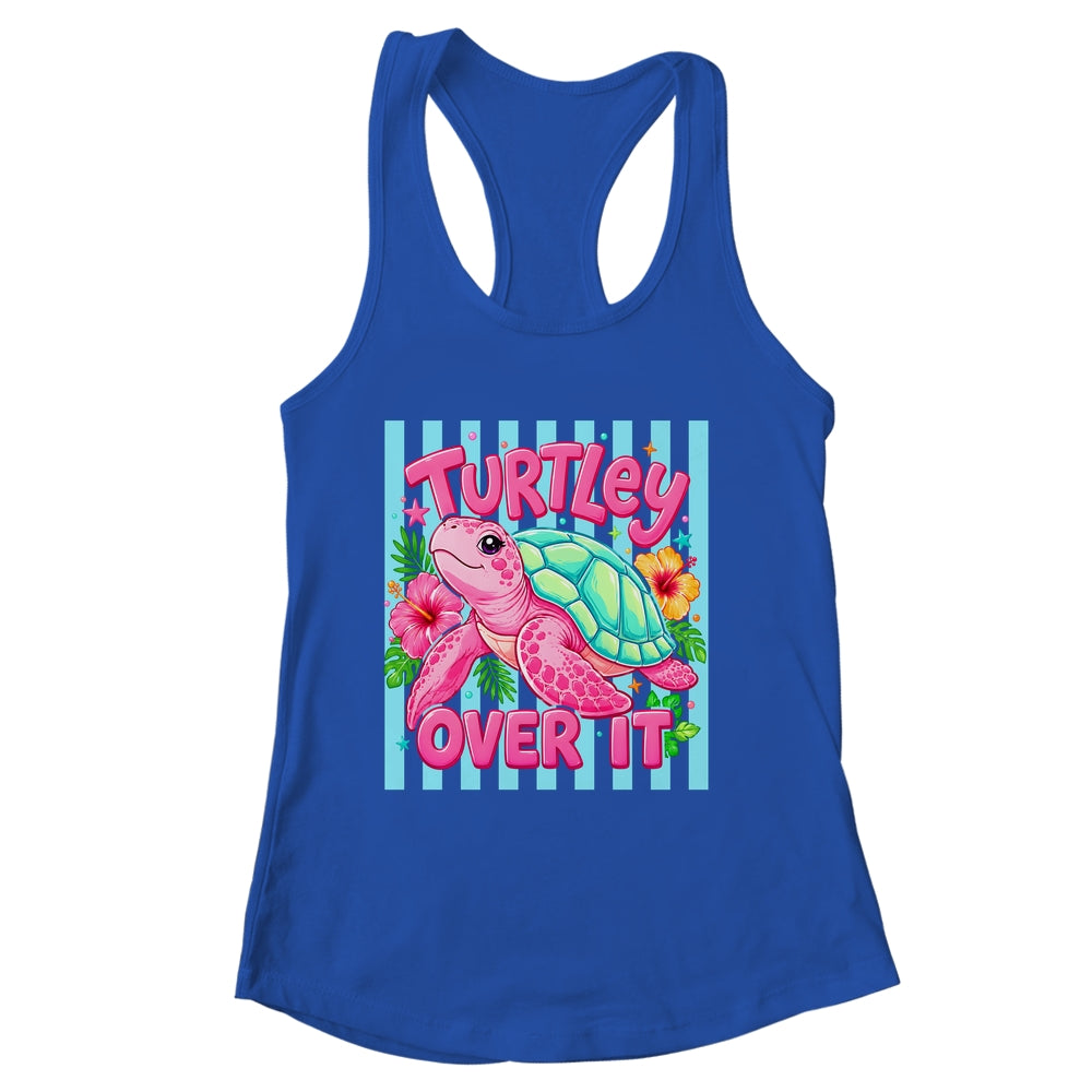 Turtley Over It Striped Turtle Preppy Sea Summer Vibes Floral Shirt & Tank Top | siriusteestore