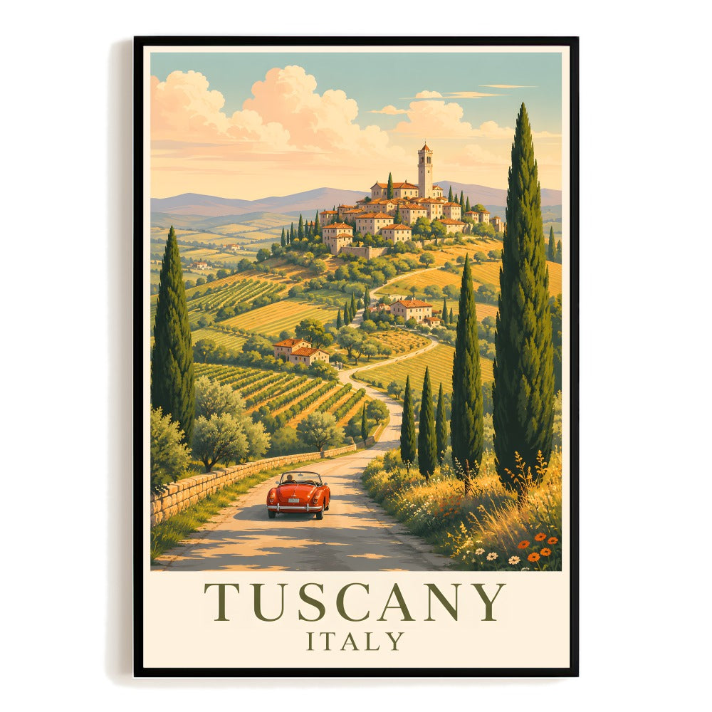 Tuscany Italy Vintage Travel Poster Landscape Wall Art Painting Artwork Decor For Home Living Room Office Bedroom Souvenir Unframed | siriusteestore