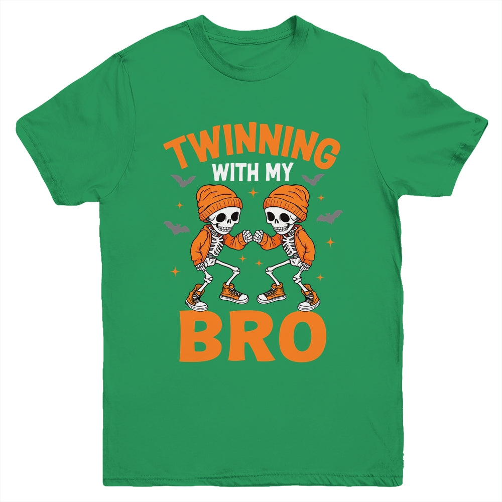 Twin Boys Twinning Halloween Best Friend Matching Skeleton Youth Shirt | siriusteestore