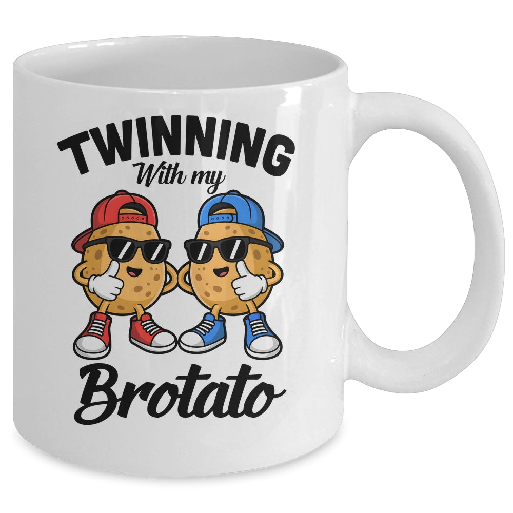 Twinning With My Bro Potato Funny Twin Brothers Best Friend Mug | siriusteestore