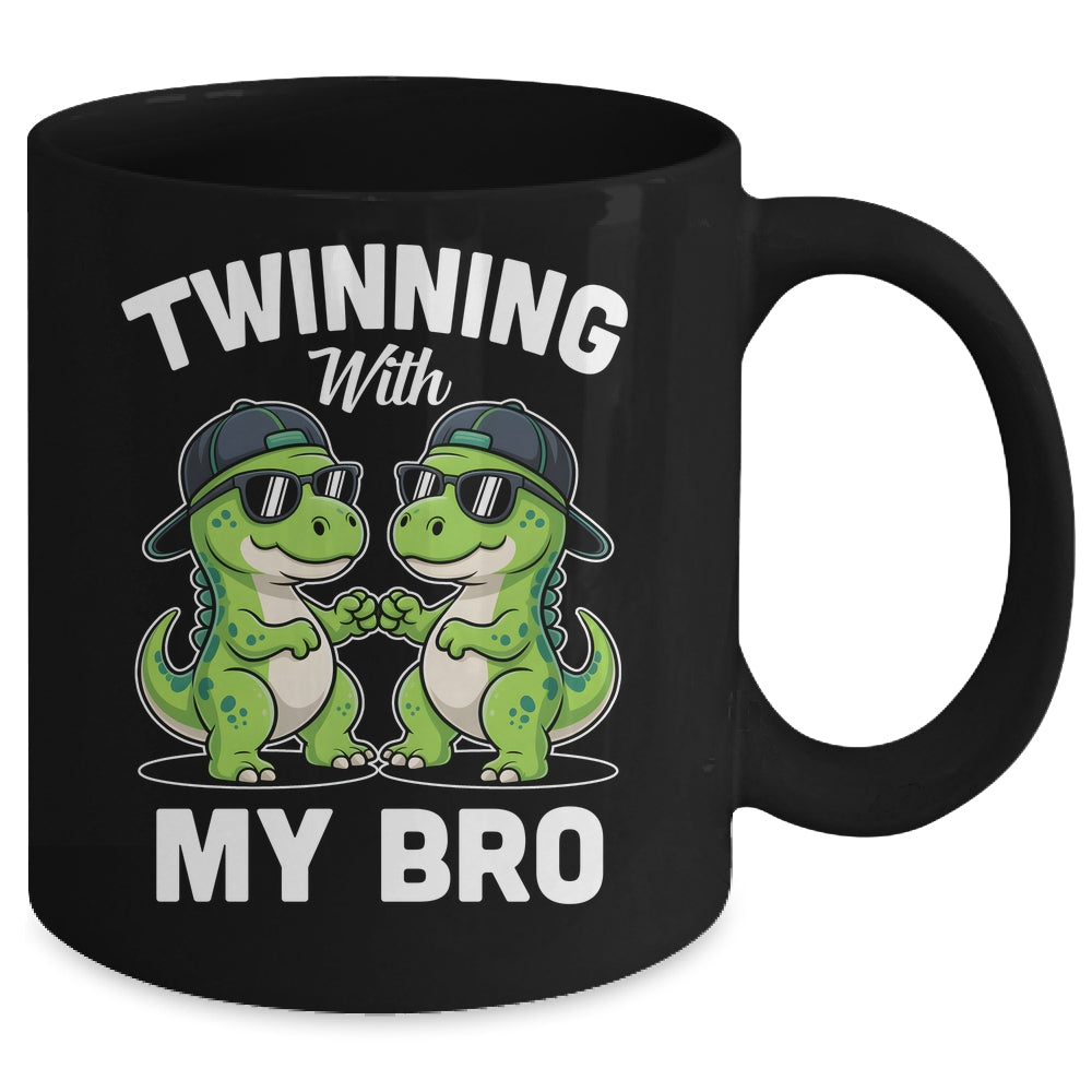 Twinning With My Bro T-Rex Dinosaur Twin Day Spirit Week Mug | siriusteestore