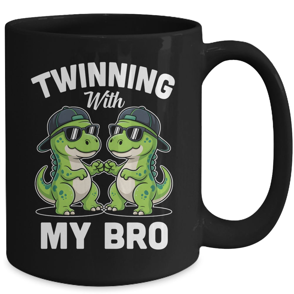 Twinning With My Bro T-Rex Dinosaur Twin Day Spirit Week Mug | siriusteestore