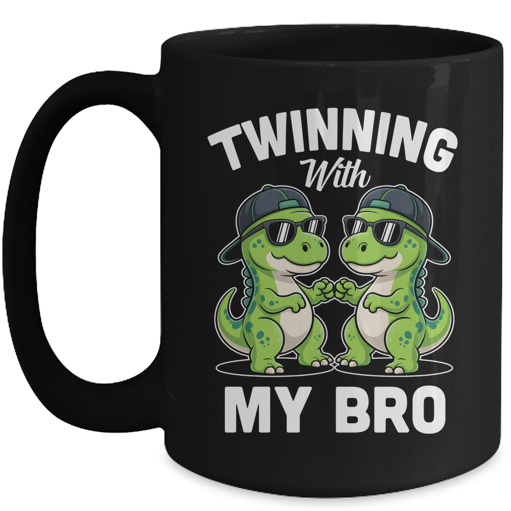 Twinning With My Bro T-Rex Dinosaur Twin Day Spirit Week Mug | siriusteestore