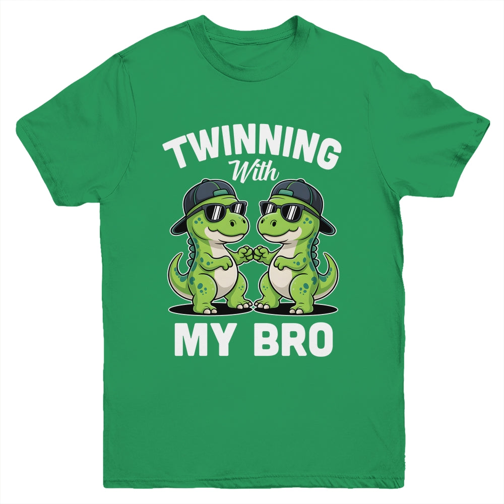 Twinning With My Bro T-Rex Dinosaur Twin Day Spirit Week Youth Shirt | siriusteestore