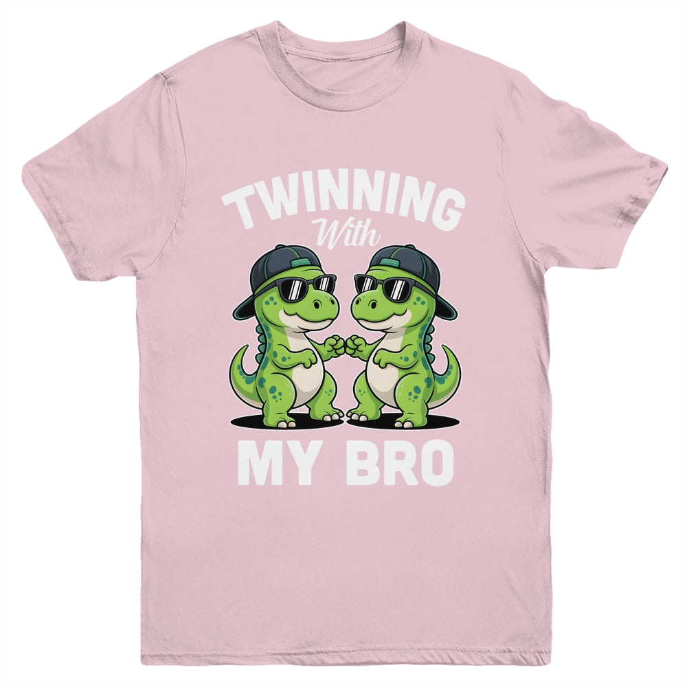 Twinning With My Bro T-Rex Dinosaur Twin Day Spirit Week Youth Shirt | siriusteestore