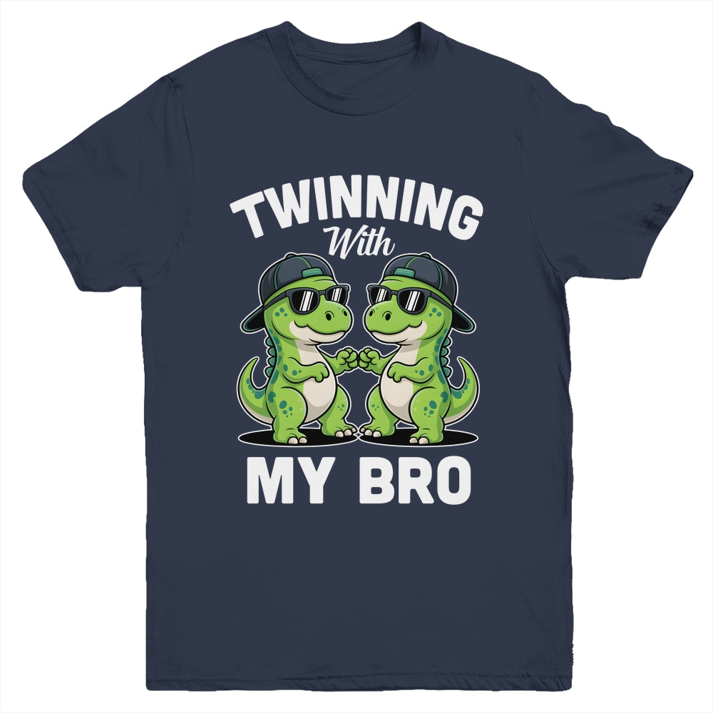 Twinning With My Bro T-Rex Dinosaur Twin Day Spirit Week Youth Shirt | siriusteestore