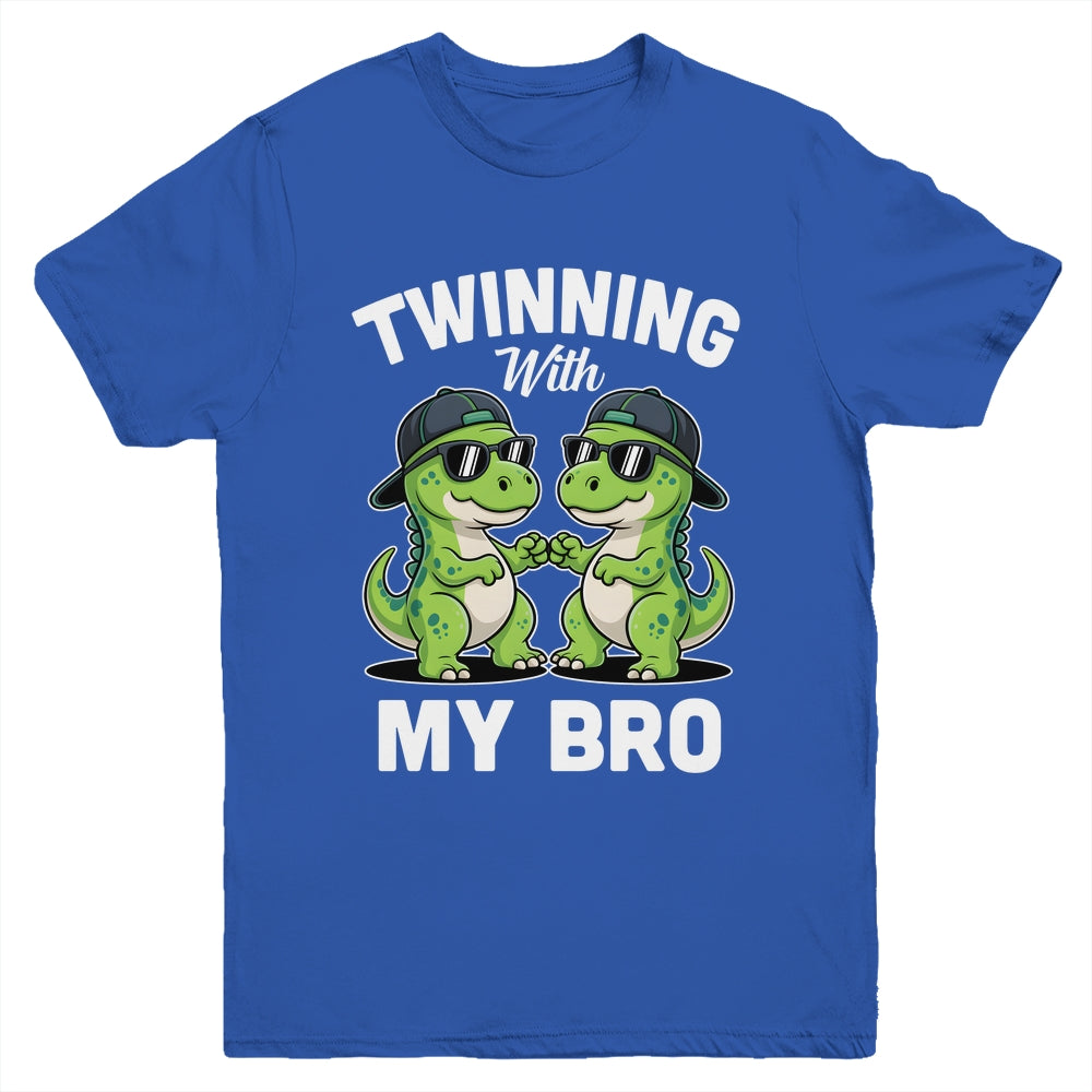 Twinning With My Bro T-Rex Dinosaur Twin Day Spirit Week Youth Shirt | siriusteestore