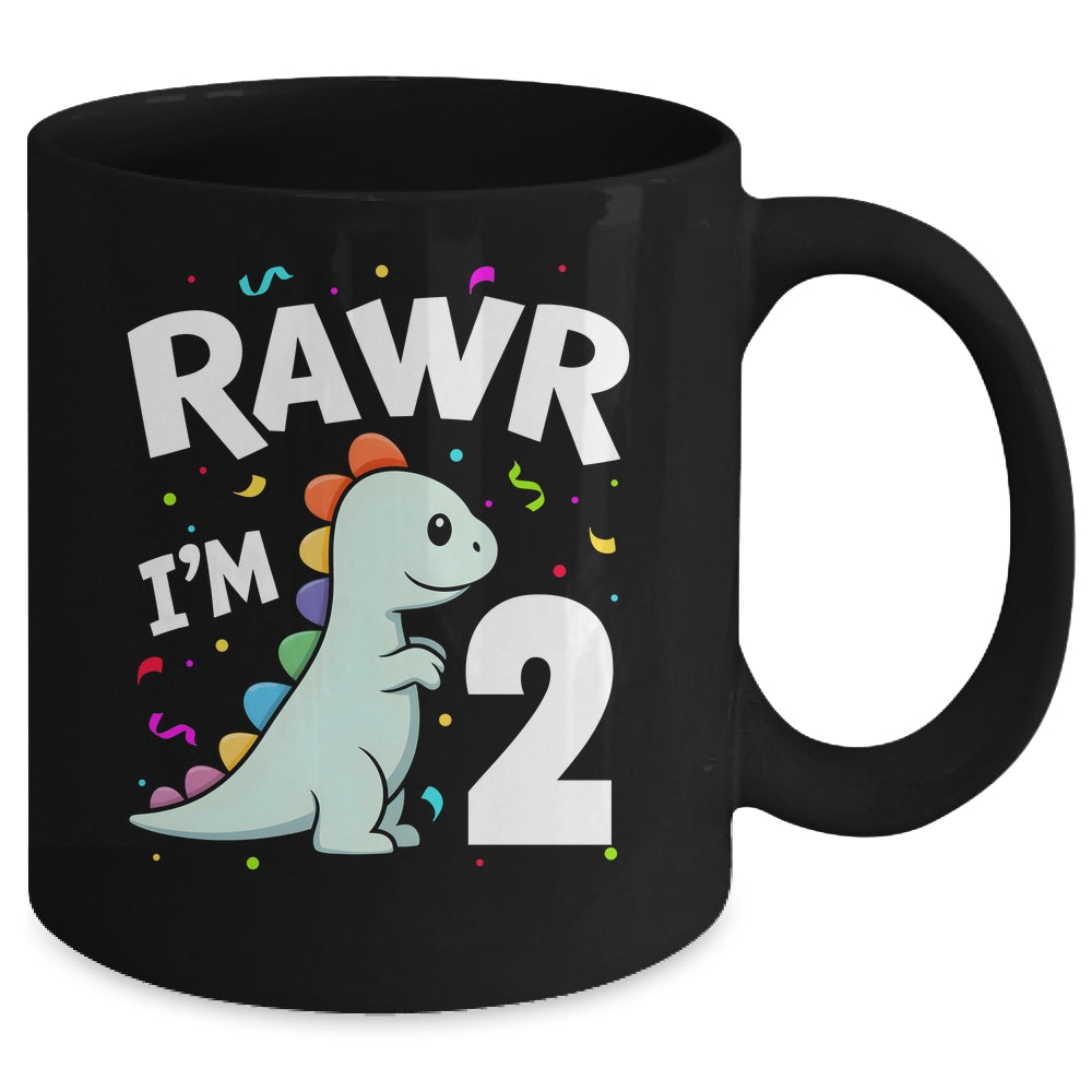 Two Rawr I'm 2 Years Old T Rex Dinosaur 2nd Birthday Boys Mug | siriusteestore