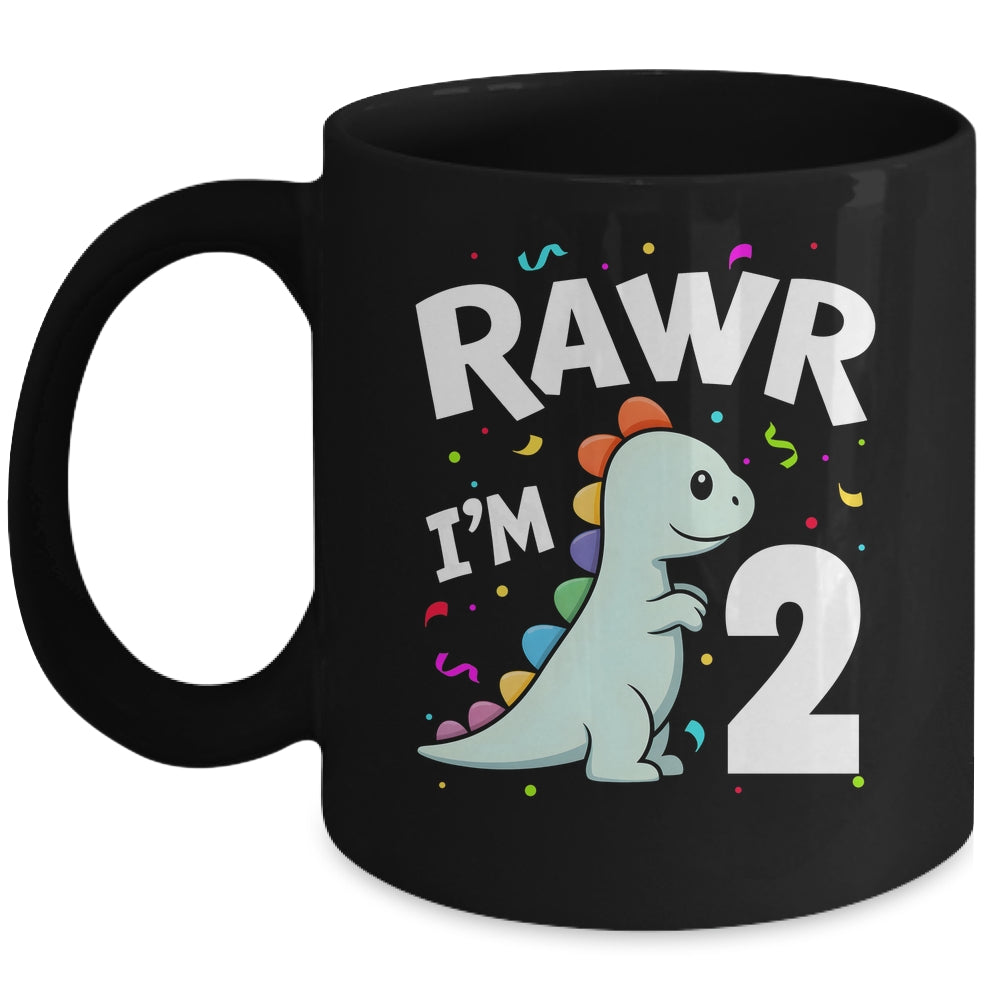 Two Rawr I'm 2 Years Old T Rex Dinosaur 2nd Birthday Boys Mug | siriusteestore
