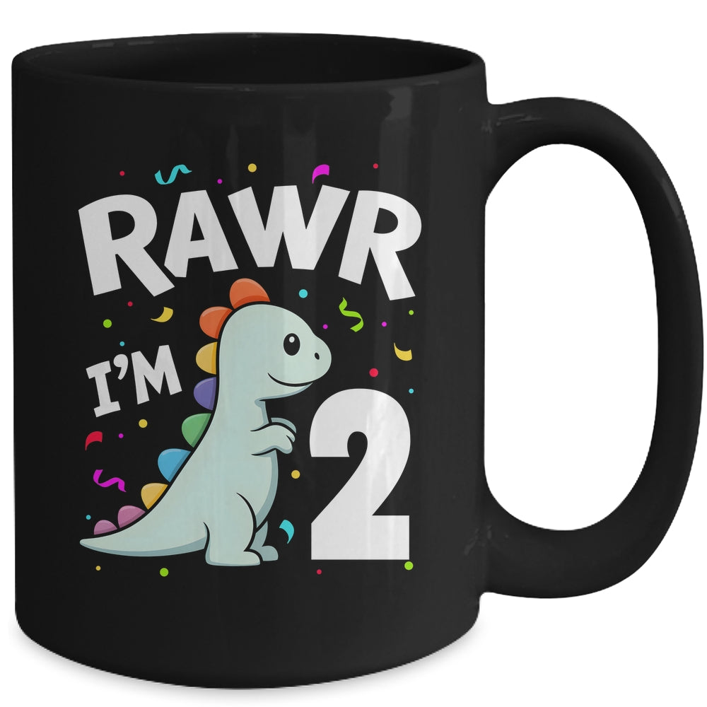 Two Rawr I'm 2 Years Old T Rex Dinosaur 2nd Birthday Boys Mug | siriusteestore