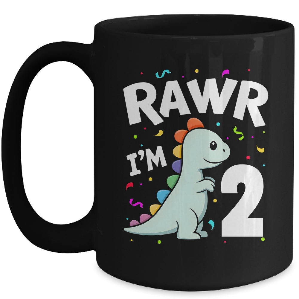 Two Rawr I'm 2 Years Old T Rex Dinosaur 2nd Birthday Boys Mug | siriusteestore