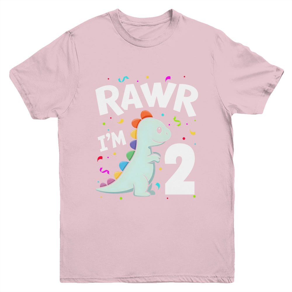 Two Rawr I'm 2 Years Old T Rex Dinosaur 2nd Birthday Boys Youth Shirt | siriusteestore