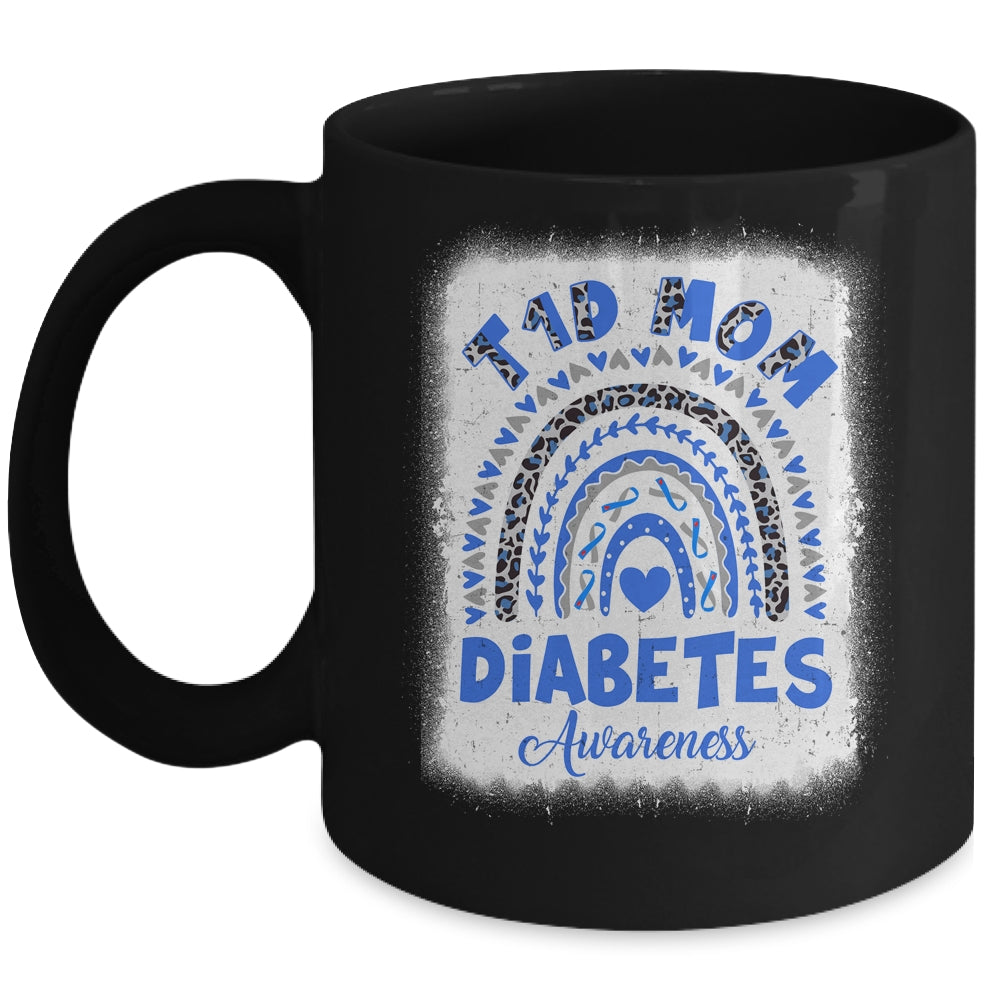 Type 1 Diabetes T1D Mom Diabetes Awareness Leopard Rainbow Mug | siriusteestore