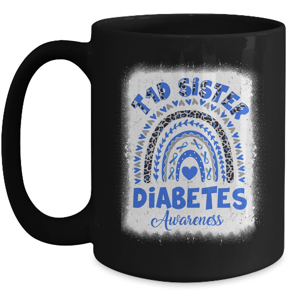 Type 1 Diabetes T1D Sister Diabetes Awareness Leopard Rainbow Mug | siriusteestore