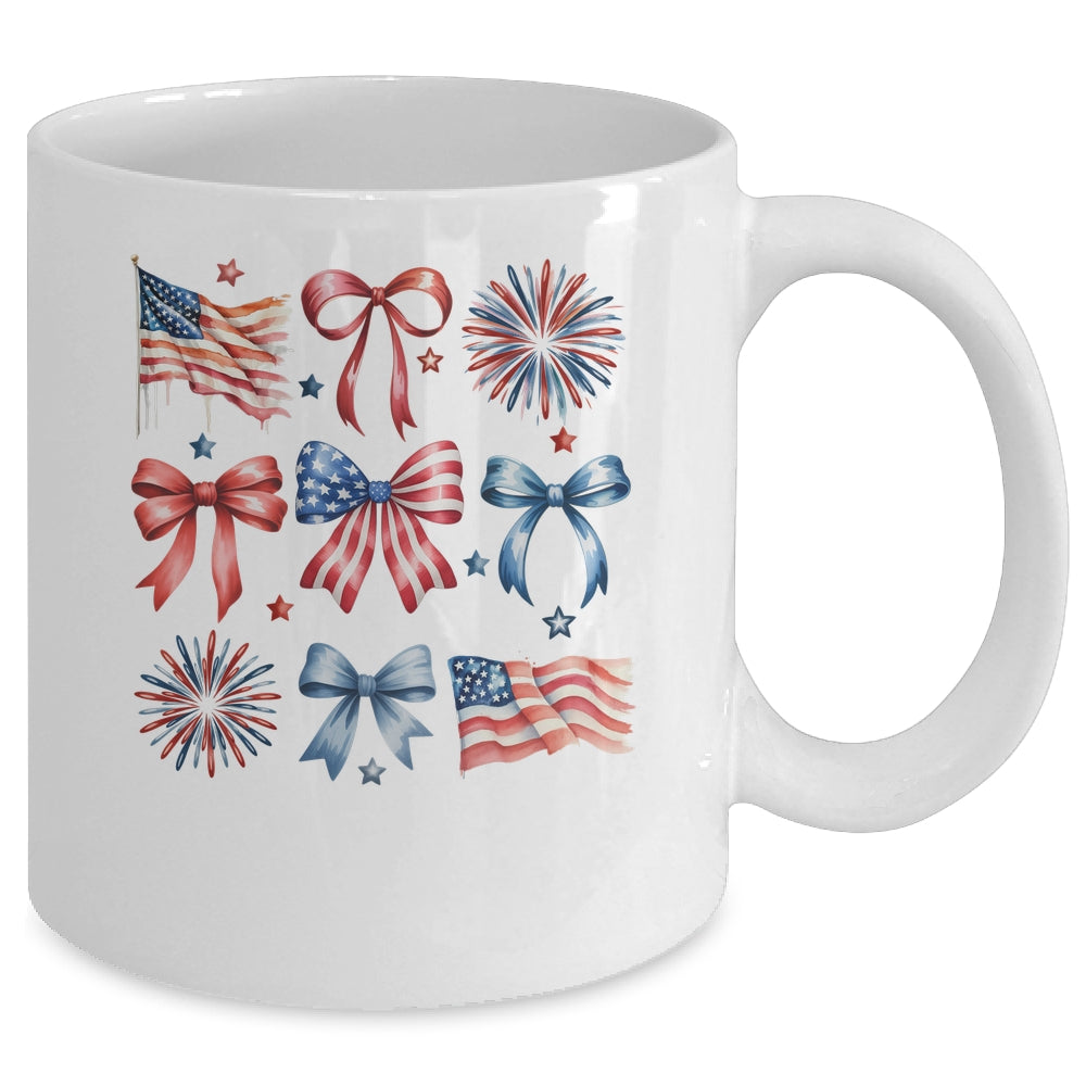 USA Coquette Bow Retro America 4th Of July Patriotic Girls Mug | siriusteestore