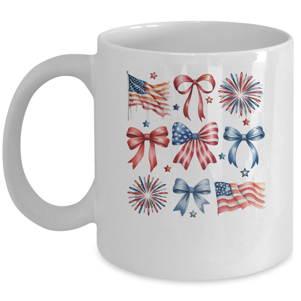 USA Coquette Bow Retro America 4th Of July Patriotic Girls Mug | siriusteestore