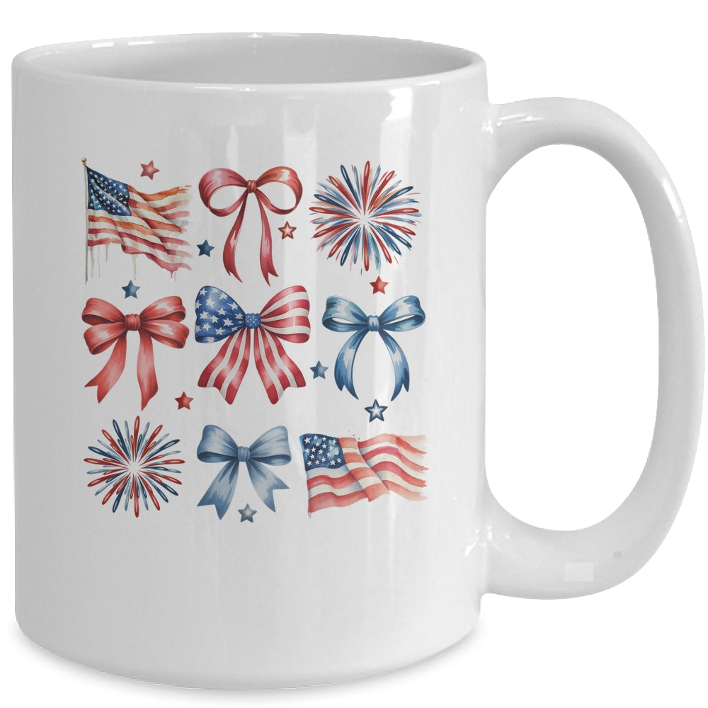 USA Coquette Bow Retro America 4th Of July Patriotic Girls Mug | siriusteestore
