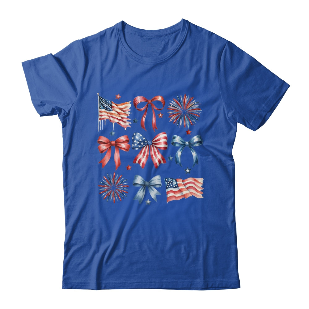 USA Coquette Bow Retro America 4th Of July Patriotic Girls Shirt & Tank Top | siriusteestore