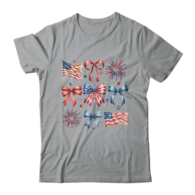 USA Coquette Bow Retro America 4th Of July Patriotic Girls Shirt & Tank Top | siriusteestore