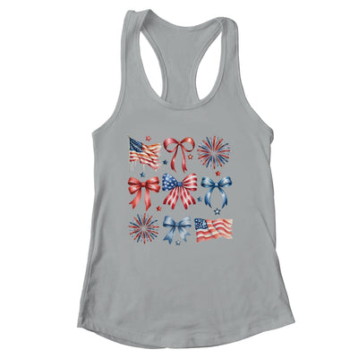 USA Coquette Bow Retro America 4th Of July Patriotic Girls Shirt & Tank Top | siriusteestore