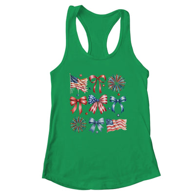 USA Coquette Bow Retro America 4th Of July Patriotic Girls Shirt & Tank Top | siriusteestore