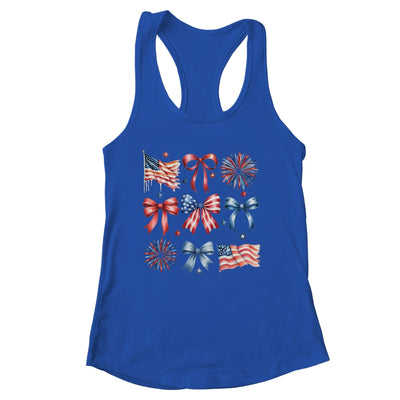 USA Coquette Bow Retro America 4th Of July Patriotic Girls Shirt & Tank Top | siriusteestore