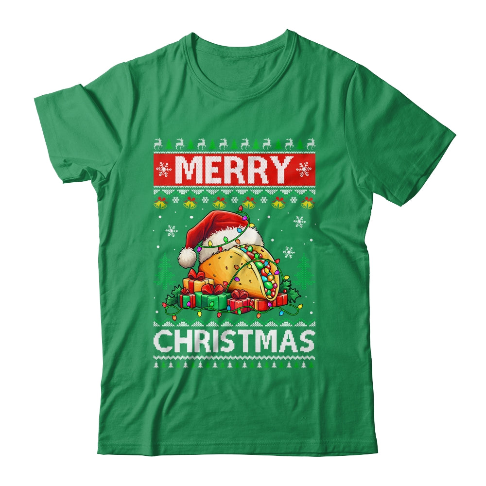 Ugly Christmas Xmas Style Lights Santa Mery Christmas Taco Shirt & Sweatshirt | siriusteestore