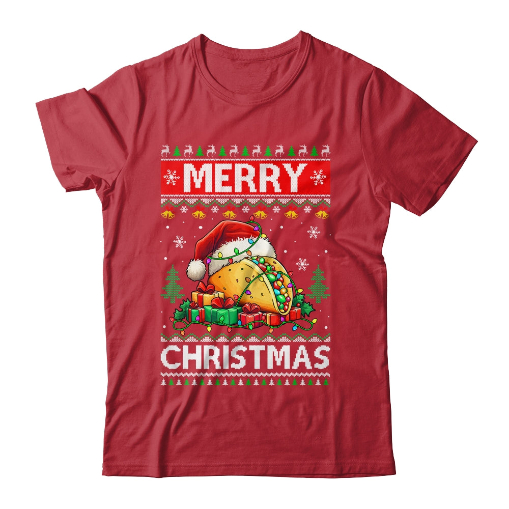 Ugly Christmas Xmas Style Lights Santa Mery Christmas Taco Shirt & Sweatshirt | siriusteestore