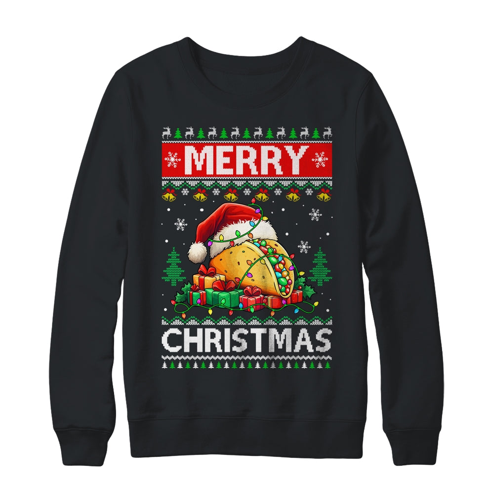 Ugly Christmas Xmas Style Lights Santa Mery Christmas Taco Shirt & Sweatshirt | siriusteestore