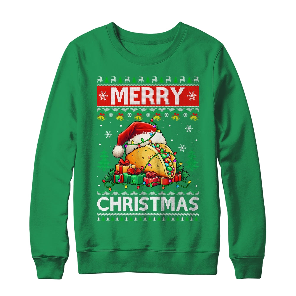 Ugly Christmas Xmas Style Lights Santa Mery Christmas Taco Shirt & Sweatshirt | siriusteestore