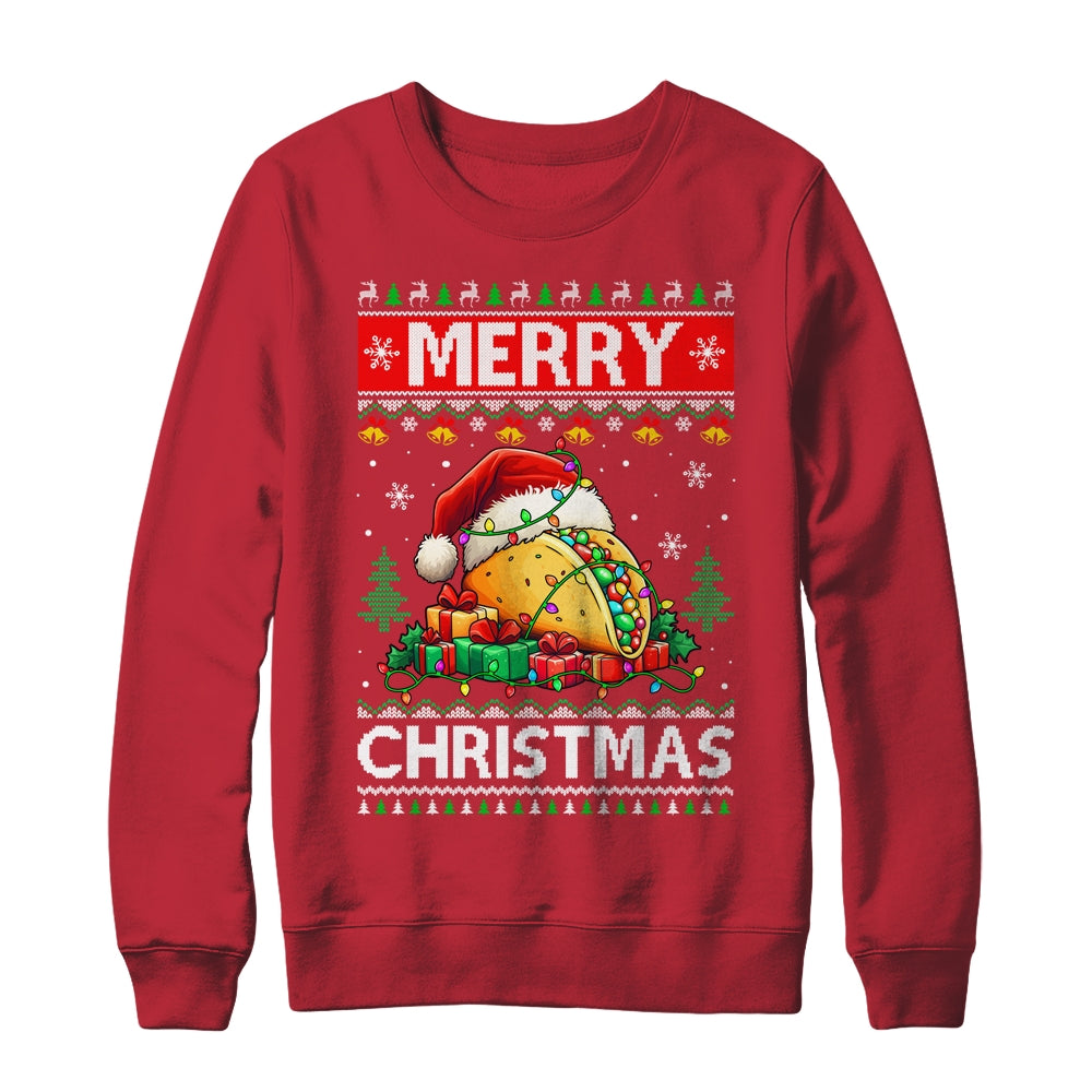 Ugly Christmas Xmas Style Lights Santa Mery Christmas Taco Shirt & Sweatshirt | siriusteestore